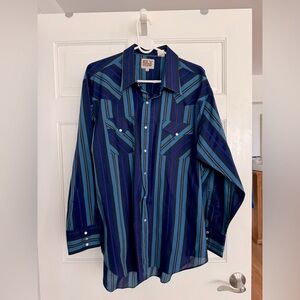 Men's Ely Cattleman Long Sleeve Textured Stripe Western Snap Shirt size L